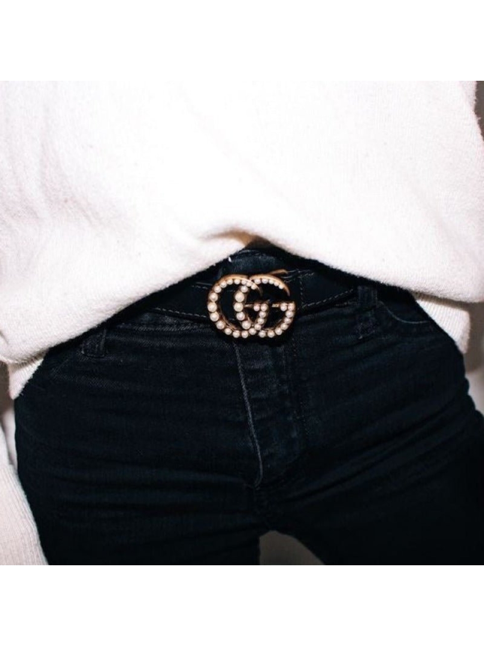Ремень Gucci с жемчужной пряжкой GG